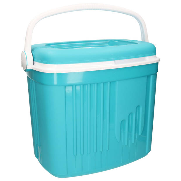 Koelbox met koelelementen - 32 liter - kunststof - blauw - 47 x 33 x 42 cm - Koelboxen