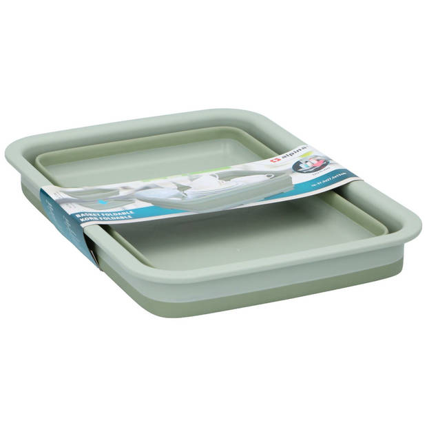 Alpina Wasmand/opbergmand opvouwbaar - kunststof - 12 Liter - groen - 37 x 27 x 12 cm - Emmers