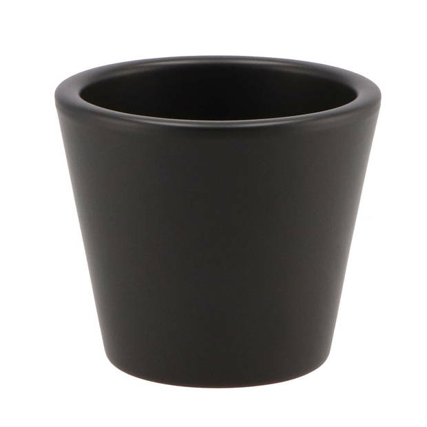 DK Design bloempot/plantenpot - 2x - Vinci - zwart mat - voor kamerplant - D10 x H12 cm - Plantenpotten