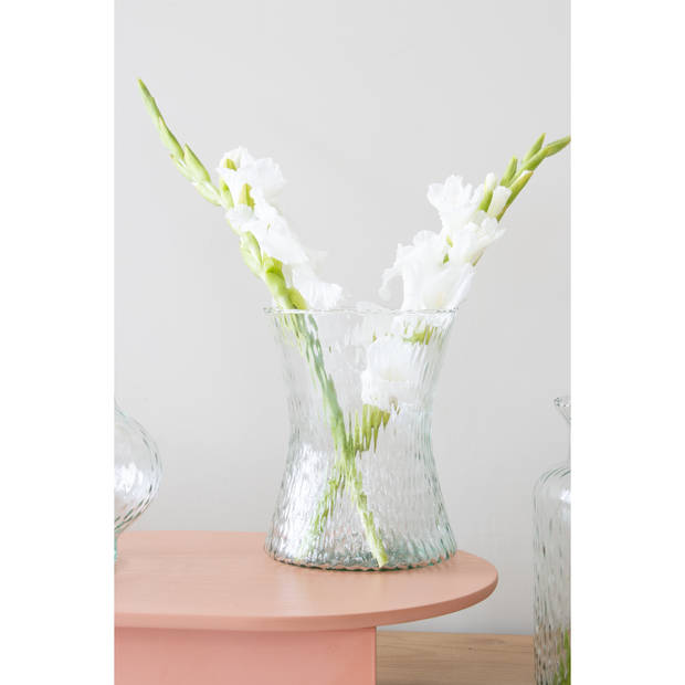 Bloemenvaas Dion - helder transparant glas - D16 x H20 cm - decoratieve vaas - bloemen/takken - Vazen