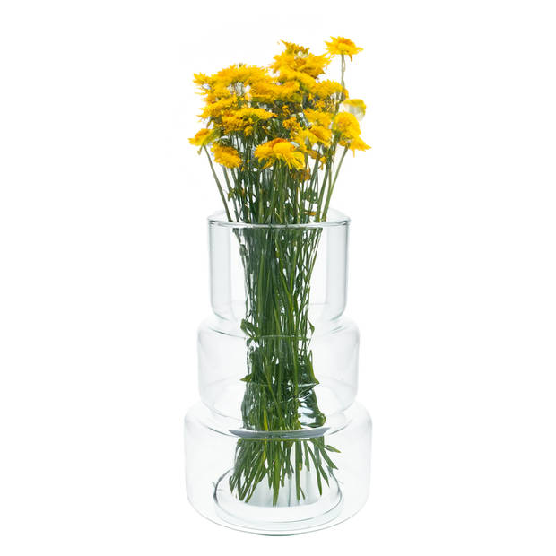 Bloemenvaas Margo - helder transparant glas - D18 x H28 cm - decoratieve vaas - bloemen/takken - Vazen