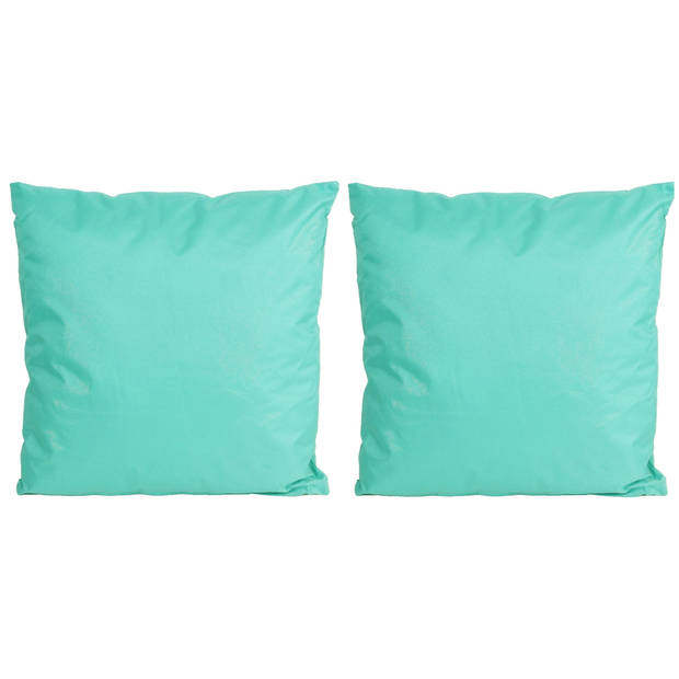 1x Buiten/woonkamer/slaapkamer kussens in het aqua blauw/groen 45 x 45 cm - Sierkussens