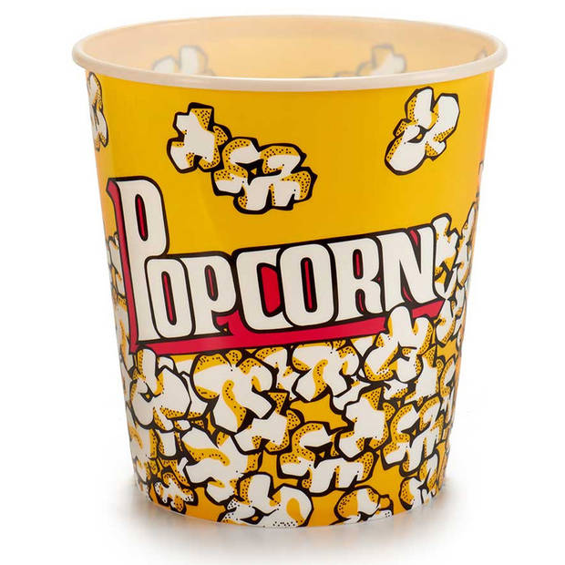 Kinvara Popcorn bak - geel print - kunststof - D18 - 3 liter - herbruikbaar - Snack en tapasschalen