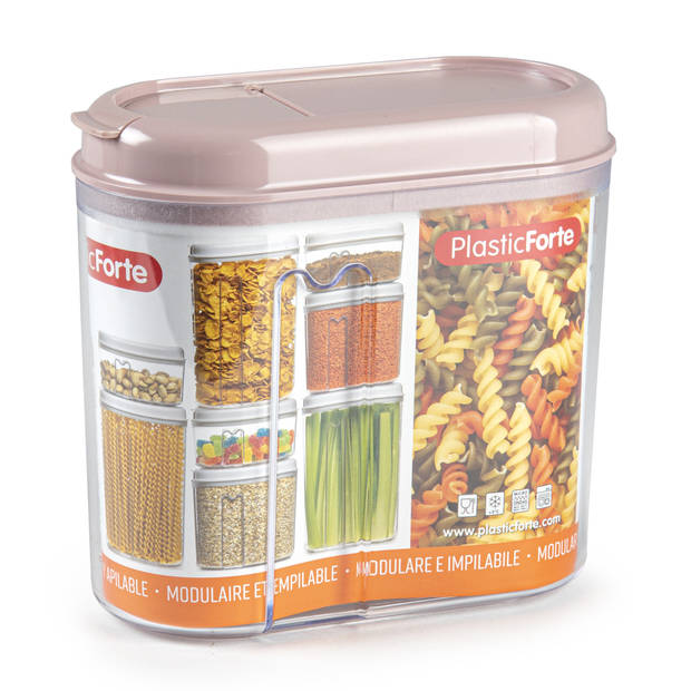 Plasticforte Voedselcontainer strooibus - lichtroze - 1000 ml - kunststof - voorraadpot - Voorraadpot
