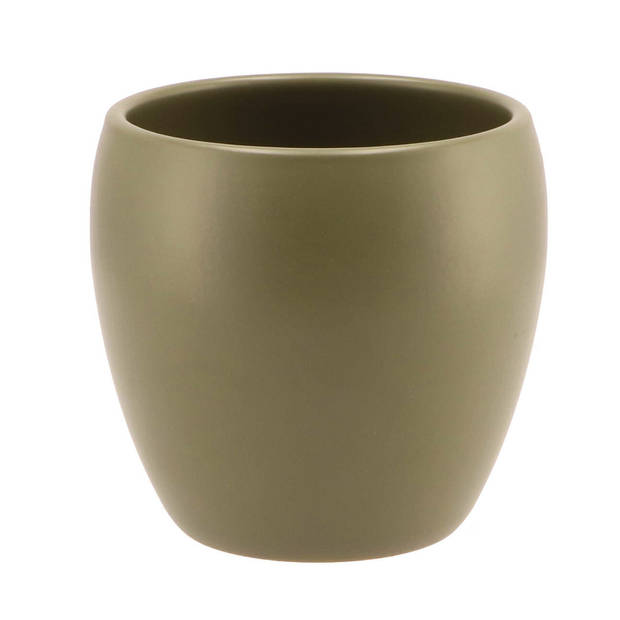 DK Design bloempot/plantenpot Vinci - olijfgroen mat - voor kamerplant - D13 x H14 cm - Plantenpotten