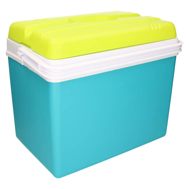 Koelbox met koelelementen - 35 liter - kunststof - blauw - 48 x 30 x 40 cm - Koelboxen