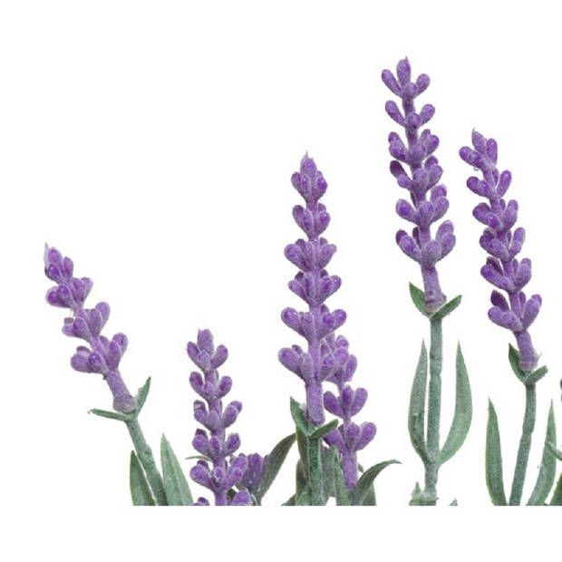 Lavendel kunstplant - in witte pot - lila paars - H32 cm - lavandula - Kunstplanten