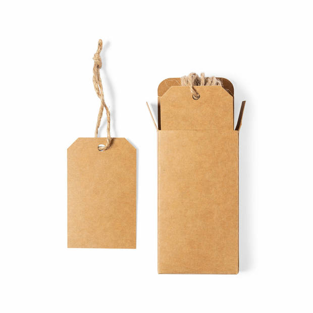 Cadeau tags/labels - kraftpapier/karton aan touwtjes - 10x stuks - 5 x 9 cm - Cadeauversiering