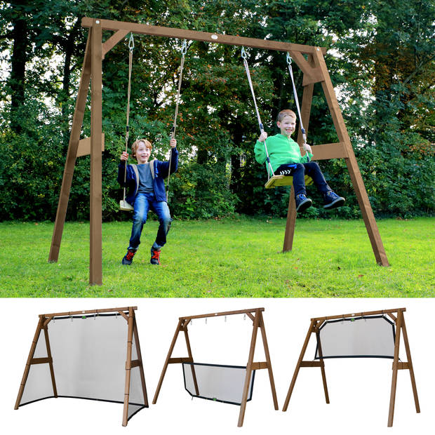 AXI 4-in-1 SportsFun in bruin 4-in-1 Frame voor schommel, voetbal, volleybal en tennis