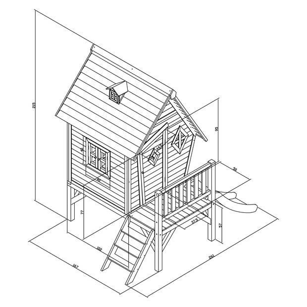 AXI Speelhuis Cabin XL Wit met witte glijbaan Speelhuis op palen met veranda gemaakt van FSC hout