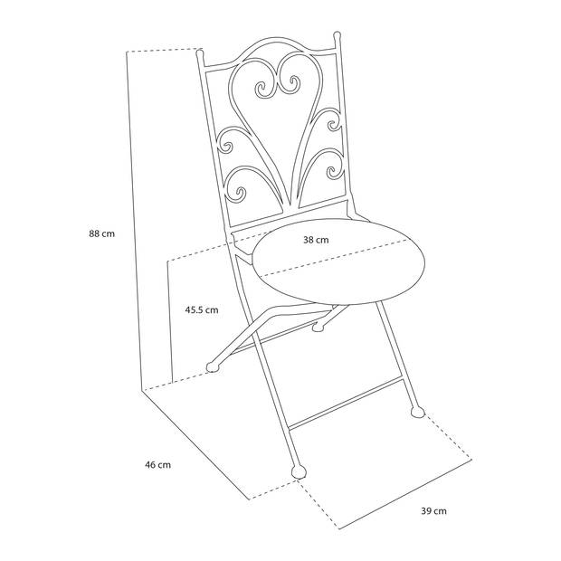 AXI Eloise 3-delige Mozaïek Bistroset Gestanst Antraciet Bistro Set met tafel & 2 stoelen