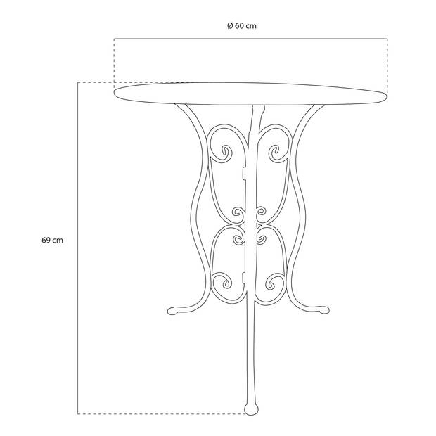 AXI Eloise 3-delige Mozaïek Bistroset Gestanst Antraciet Bistro Set met tafel & 2 stoelen