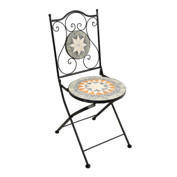 AXI Amélie 3-delige Mozaïek Bistroset Ster Grijs/bruin Bistro Set met tafel & 2 stoelen