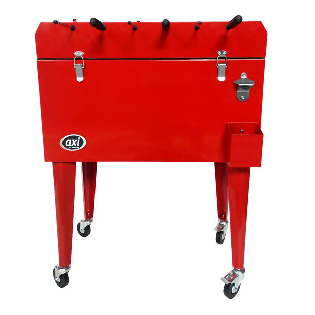 AXI Cooler met tafelvoetbal Rood Outdoor Koeler op wielen met 65L inhoud