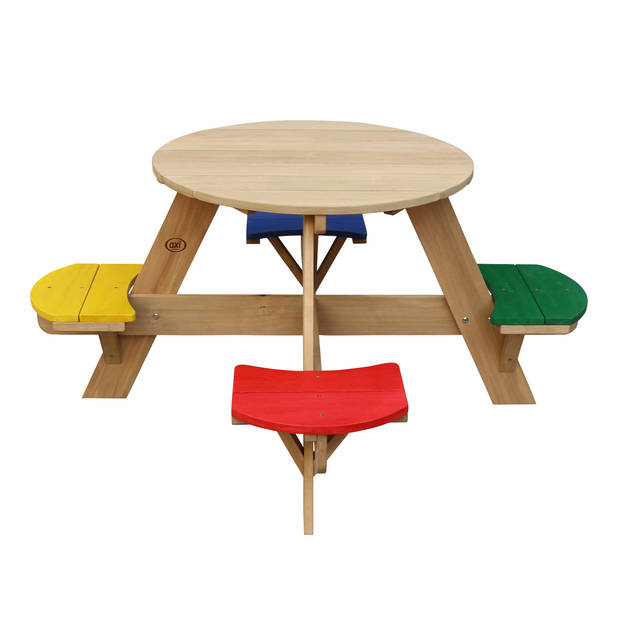 AXI Ufo Picknicktafel rond voor 4 kinderen in regenboog kleuren Picknick tafel van hout