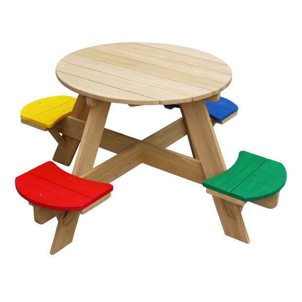 AXI Ufo Picknicktafel rond voor 4 kinderen in regenboog kleuren Picknick tafel van hout