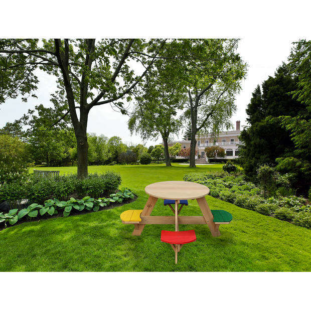 AXI Ufo Picknicktafel rond voor 4 kinderen in regenboog kleuren Picknick tafel van hout