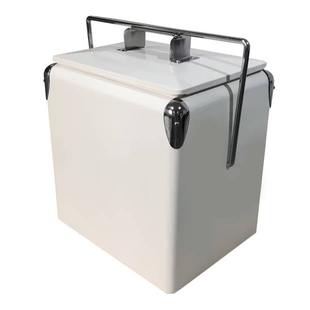 AXI Retro Mini Cooler Wit Outdoor Koeler / Koelbox klein met afneembaar deksel & flesopener