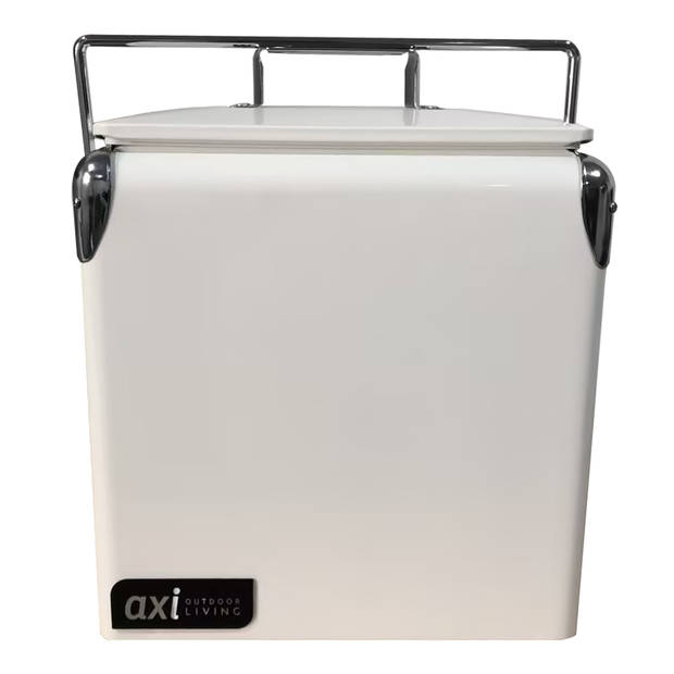 AXI Retro Mini Cooler Wit Outdoor Koeler / Koelbox klein met afneembaar deksel & flesopener