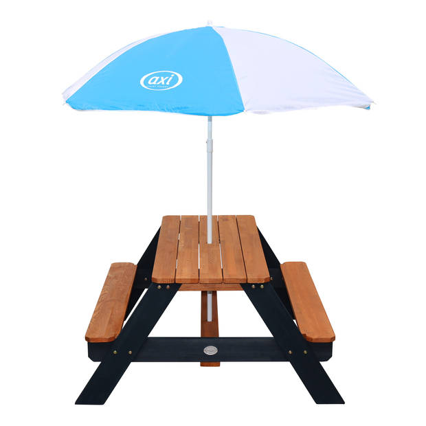 AXI Nick Picknicktafel voor kinderen in antraciet/bruin met parasol Picknick tafel van hout