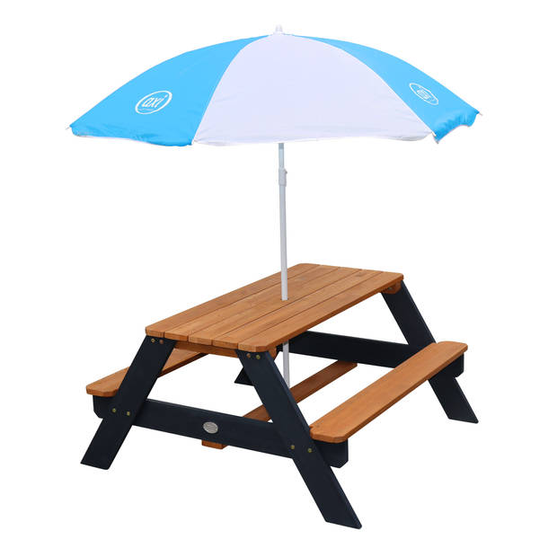 AXI Nick Picknicktafel voor kinderen in antraciet/bruin met parasol Picknick tafel van hout