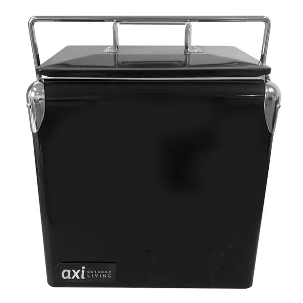 AXI Retro Mini Cooler Zwart Outdoor Koeler / Koelbox klein met afneembaar deksel & flesopener