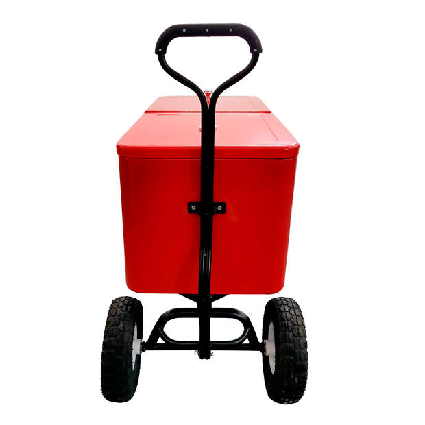 AXI Bolderwagen cooler Rood Outdoor Koeler op luchtbanden met 76L inhoud