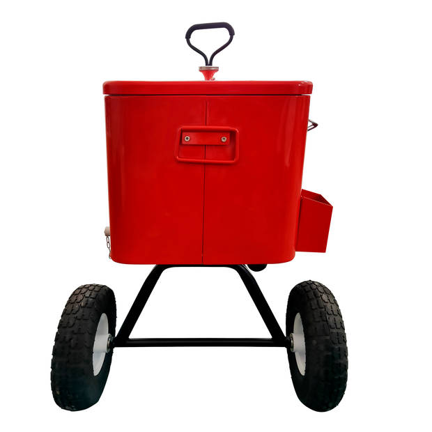 AXI Bolderwagen cooler Rood Outdoor Koeler op luchtbanden met 76L inhoud