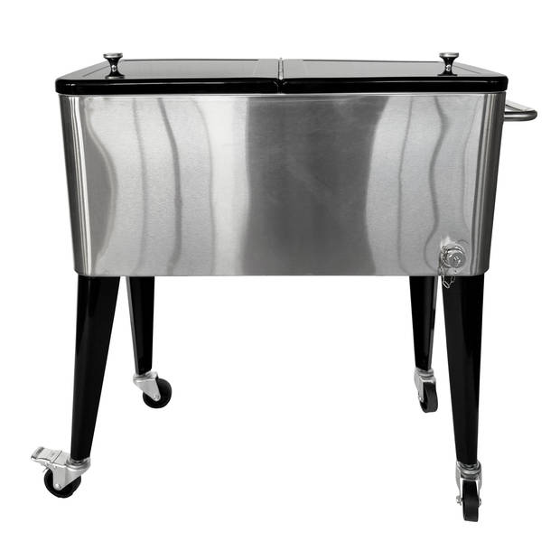 AXI Retro cooler RVS / Zilver Outdoor Koeler op wielen met 76L inhoud