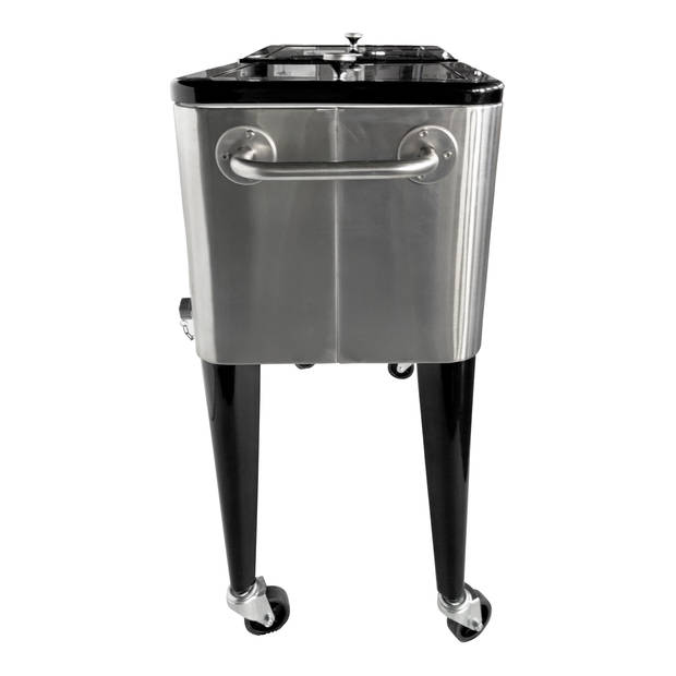 AXI Retro cooler RVS / Zilver Outdoor Koeler op wielen met 76L inhoud