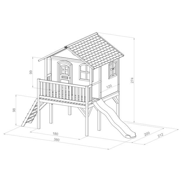 AXI Sophie Speelhuis op palen & Grijze glijbaan Speelhuisje voor de tuin / buiten in bruin & wit van FSC hout