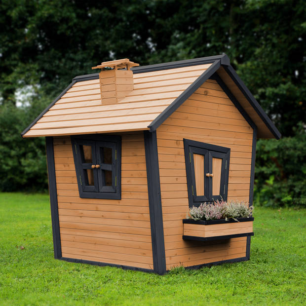 AXI Alice Speelhuis van FSC hout Speelhuisje voor de tuin / buiten in antraciet & bruin