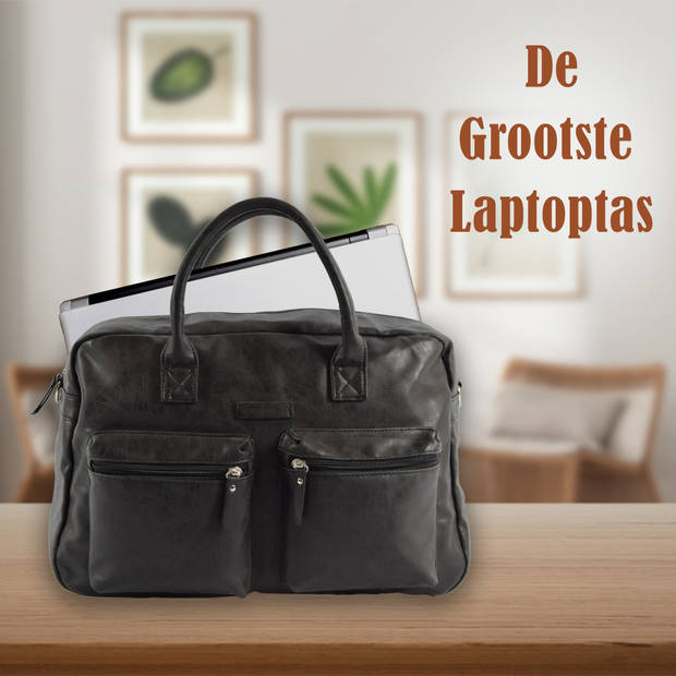 Laptoptas Western Bag - 13 Inch Laptopvak - School & Werk - Hand & Schoudertas - Zwart - Verstelbare en Afneembare