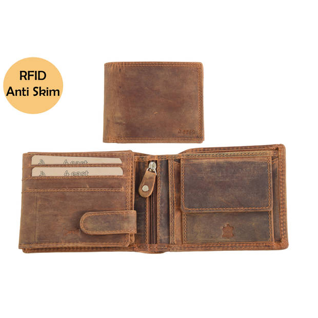 Luxury Leather Men's Wallet Women's Wallet With 9 Card Slots Brown Genuine leather With Double Stitches RFID