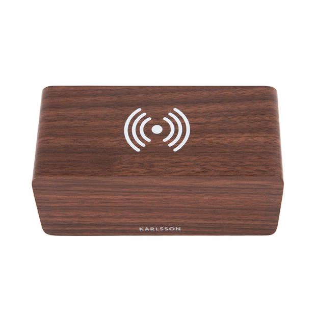 Karlsson - Wekker Block w. Phone Charger LED - Donker hout