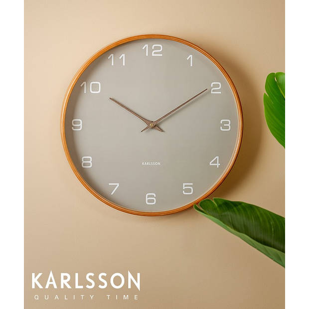 Karlsson - Wandklok Pure Wood Grain Small - Zandbruin- Ø22cm