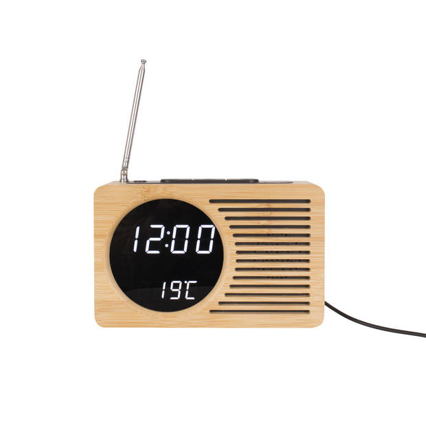 Karlsson - Wekker Retro Radio Bamboo - Bamboe