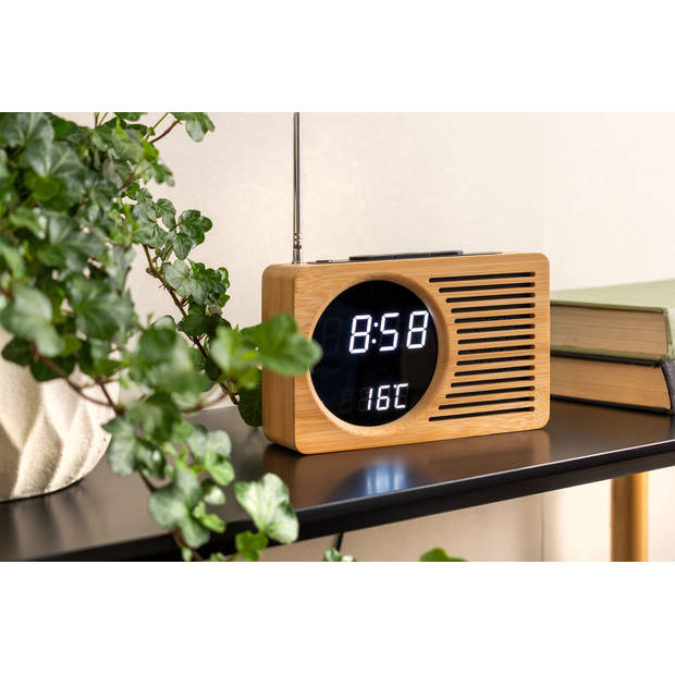 Karlsson - Wekker Retro Radio Bamboo - Bamboe