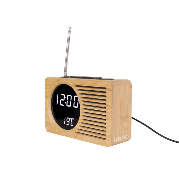 Karlsson - Wekker Retro Radio Bamboo - Bamboe