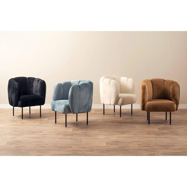 Leitmotiv - Fauteuil Tulip Velvet - Zwart