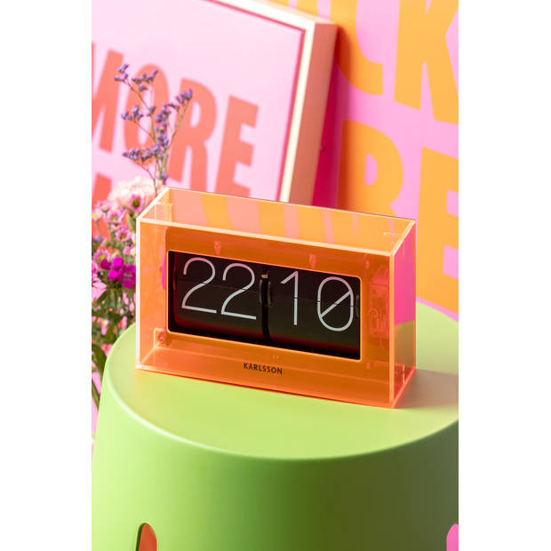 Karlsson - Tafelklok Boxed Flip - Neon oranje