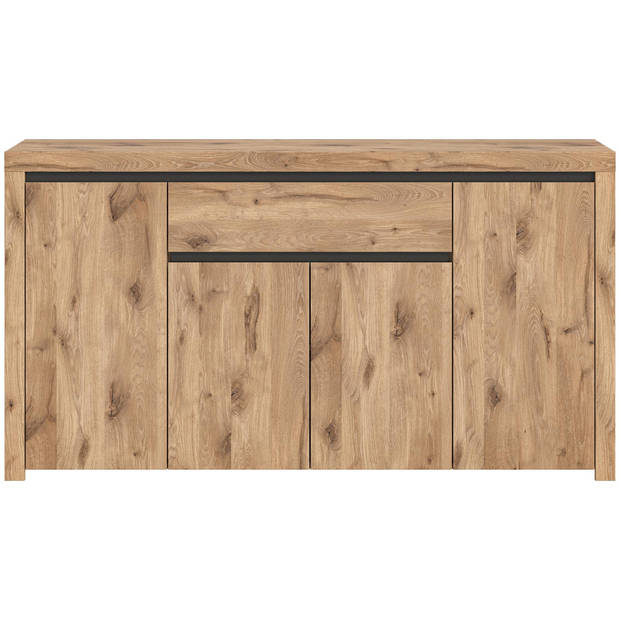 Woody dressoir 4 deuren, 1 lade eik decor,zwart.