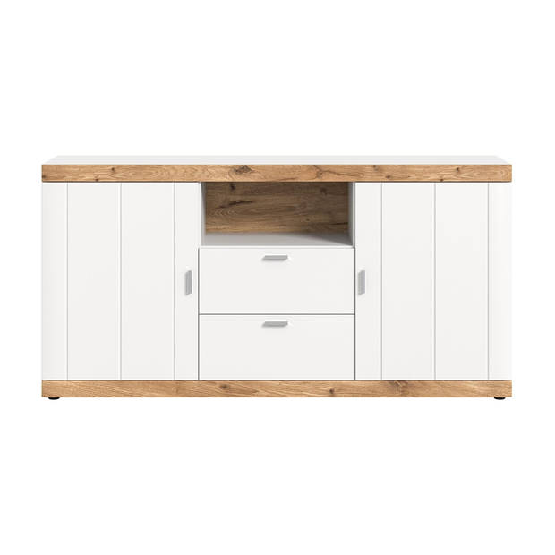 Laredo dressoir 2 deuren, 2 laden, 1 plank mat wit,eik decor,wit.