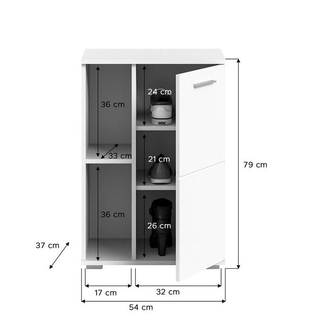 Prego garderobe opstelling 4 delen hoog glans wit, wit.