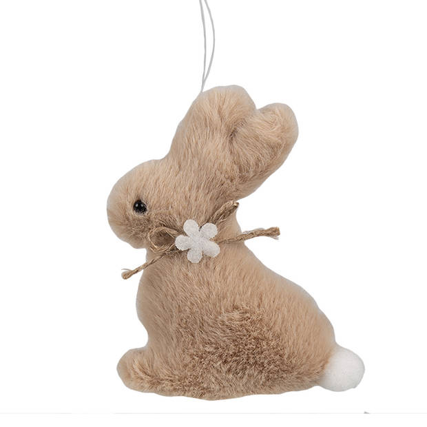 Clayre & Eef Paashanger Konijn 10 cm Bruin Katoen Decoratie Hanger Bruin Decoratie Hanger