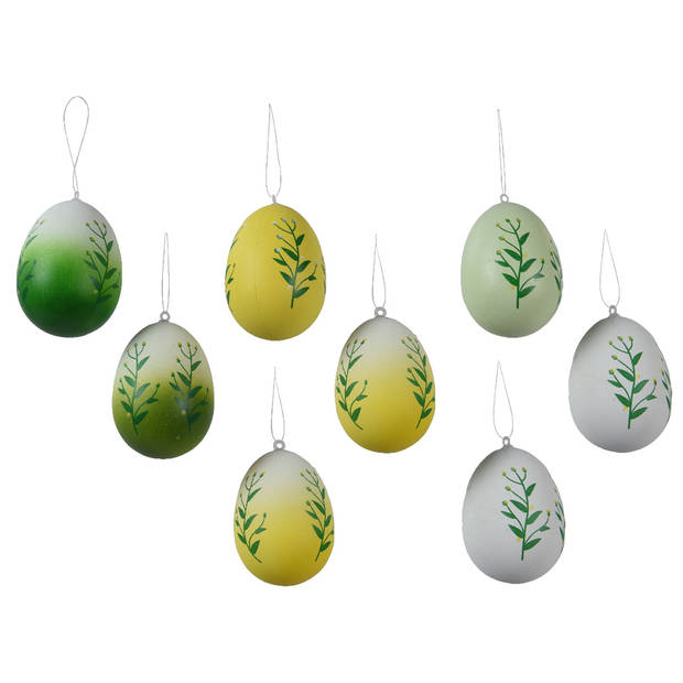 Decoris Paaseieren - 8x - kunststof - groen - D3,5 x H5 cm - paasdecoratie - Feestdecoratievoorwerp