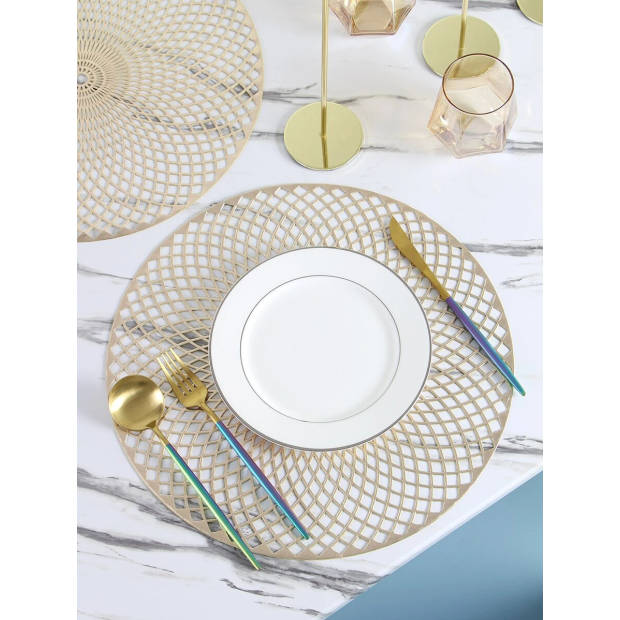 Placemat Set van 4 Gold Mandala - Ø38 cm