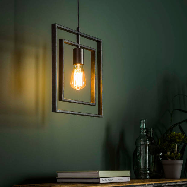Hoyz - Vierkante Hanglamp met 1 lamp - Turn square - Grijs - 35cm