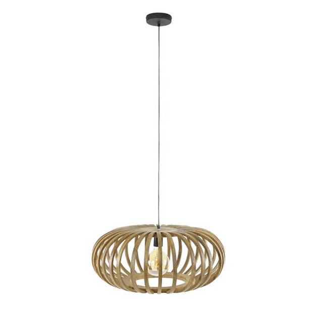 Hoyz - Hanglamp 1L Ø65 stripes / Massief mango naturel