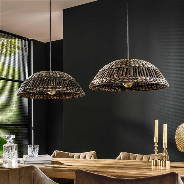 Hoyz Collection - Hanglamp 2x Dome Waterhyacint - Zwart Nikkel